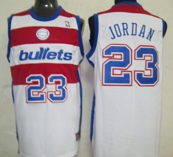 Washington Bullets #23 Michael Jordan White Swingman Throwback Jersey