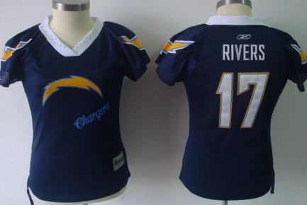 San Diego Chargers #17 Philip Rivers 2011 Navy Blue Womens Field Flirt Fashion Jersey