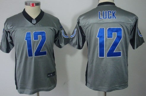 Nike Indianapolis Colts #12 Andrew Luck Gray Shadow Kids Jersey