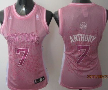 New York Knicks #7 Carmelo Anthony Pink Womens Jersey