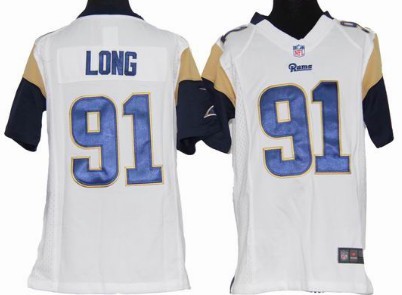 Nike St. Louis Rams #91 Chris Long White Game Kids Jersey