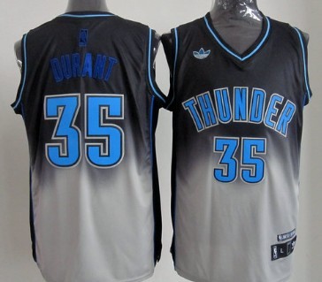 Oklahoma City Thunder #35 Kevin Durant Black/Gray Fadeaway Fashion Jersey