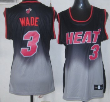 Miami Heat #3 Dwyane Wade Black/Gray Fadeaway Fashion Womens Jersey