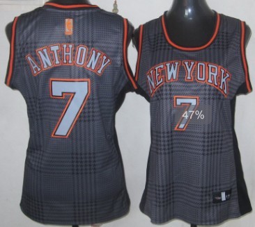New York Knicks #7 Carmelo Anthony Black Rhythm Fashion Womens Jersey