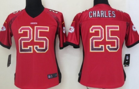 Nike Kansas City Chiefs #25 Jamaal Charles Drift Fashion Red Womens Jersey