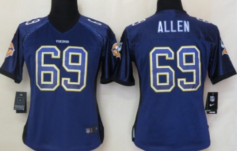 Nike Minnesota Vikings #69 Jared Allen Drift Fashion Purple Womens Jersey