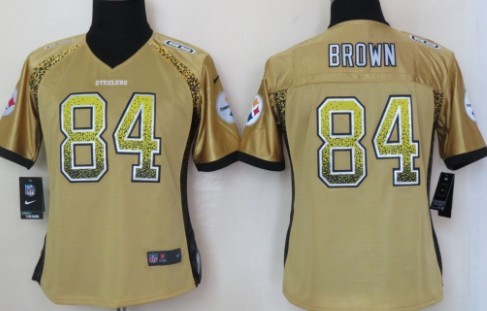 Nike Pittsburgh Steelers #84 Antonio Brown Drift Fashion Yellow Womens Jersey