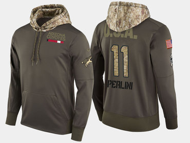 Nike Arizona Coyotes 11 Brendan Perlini Olive Salute To Service Pullover Hoodie