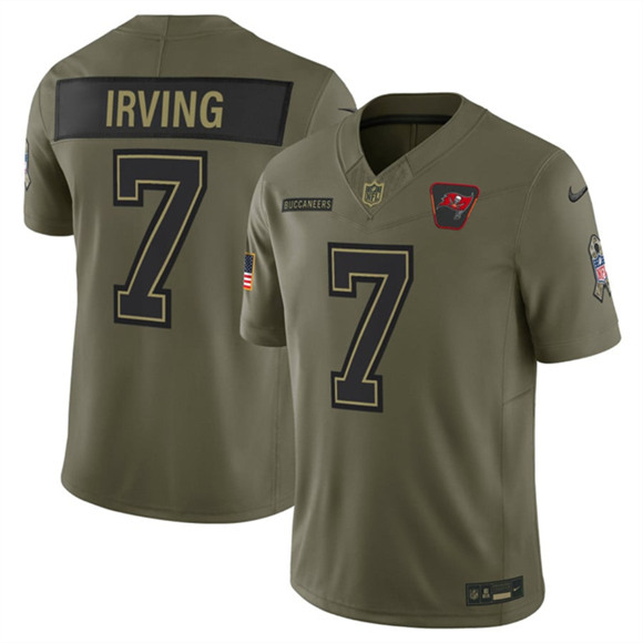 Men's Tampa Bay Buccaneers #7 Bucky Irving Olive 2025 Salute to Service Limited Football Stitched Jersey