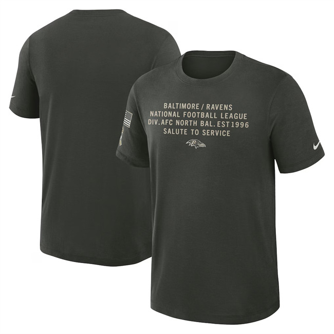 Men's Baltimore Ravens Dark Green 2025 Salute to Service Sideline Slub Dri-FIT T-Shirt