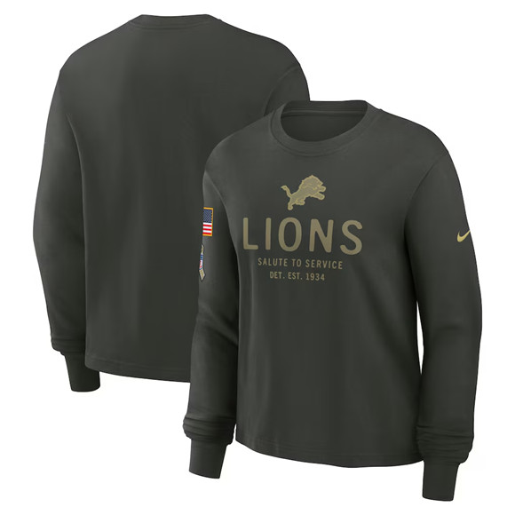 Men's Detroit Lions Dark Green 2025 Salute to Service Sideline Dri-FIT Long Sleeve T-Shirt