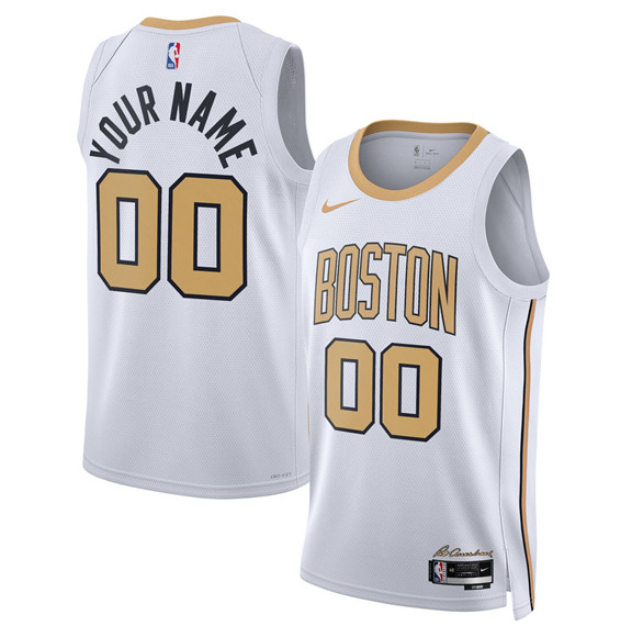 Men's Boston Celtics Active Player Custom White 2025-26 City Edition Swingman Stitched Basketball Jersey