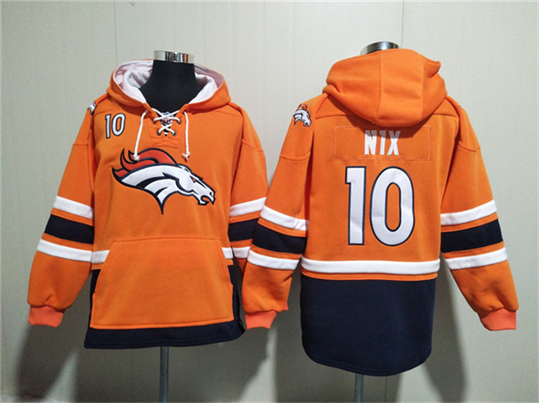 Men's Denver Broncos #10 Bo Nix Orange Ageless Must-Have Lace-Up Pullover Hoodie