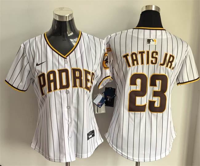 Women's San Diego Padres #23 Fernando Tatis Jr. White Home Limited Stitched Baseball Jersey(Run Small)