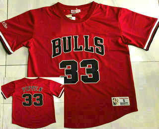 Men's Chicago Bulls #33 Scottie Pippen Red Short Sleeved AU Throwback Jersey