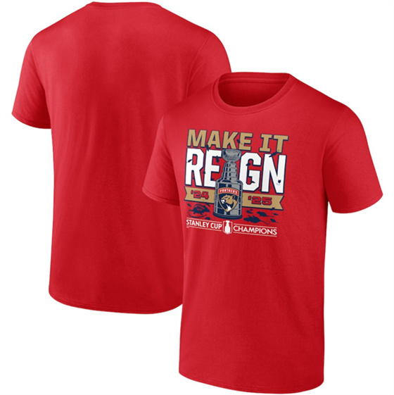 Men's Florida Panthers Red 2025 Back-To-Back Stanley Cup Champions Local T-Shirt