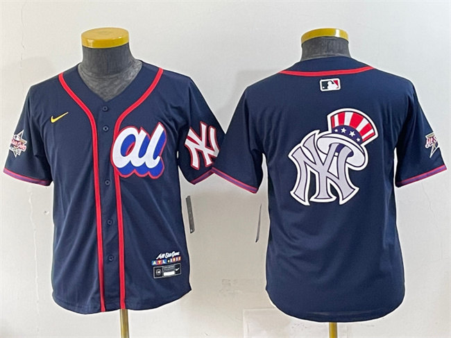Women's American League New York Yankees Team Big Logo Navy 2025 All-Star Edition Limited Stitched Baseball Jersey(Run Small)