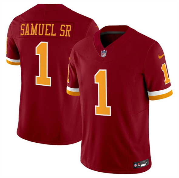 Men's Washington Commanders #1 Deebo Samuel Sr. Burgundy 2025 F.U.S.E. Throwback Limited Football Stitched Jersey