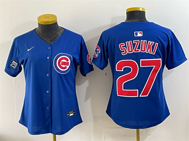 Youth Chicago Cubs #27 Seiya Suzuki Royal 'Ryne Sandberg Tribute' Vapor Limited V2 Stitched Baseball Jersey
