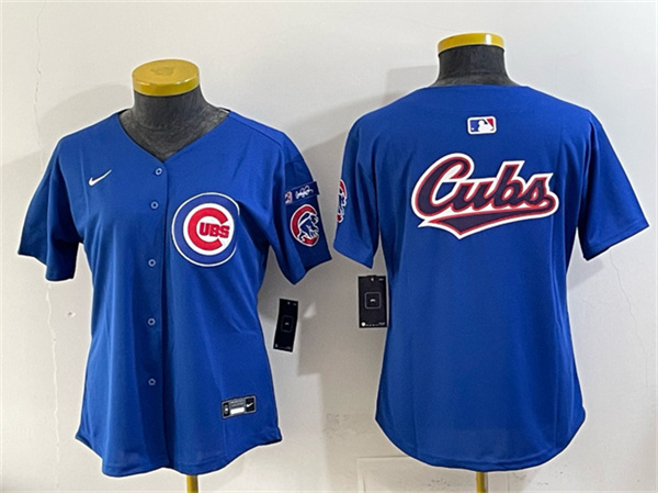 Youth Chicago Cubs Team Big Logo Royal 'Ryne Sandberg Tribute' Vapor Limited V3 Stitched Baseball Jersey