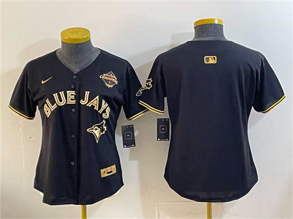 Youth Toronto Blue Jays Blank Black Gold 2025 American League Champions Limited Stitched Jersey