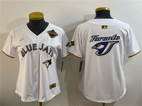 Youth Toronto Blue Jays Team Big Logo White Gold 2025 American League Champions Limited Stitched Jersey