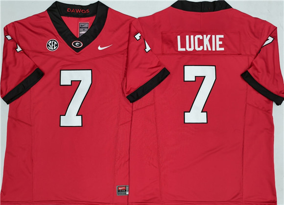 Mens Georgia Bulldogs #7 Lawson Luckie Red 2025 F.U.S.E. Stitched Jersey