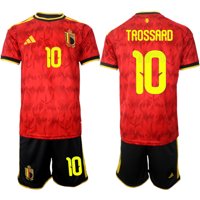 Men's Belgium National Team #10 Leandro Trossard Red 2026 World Cup Home Soccer Jersey Suit