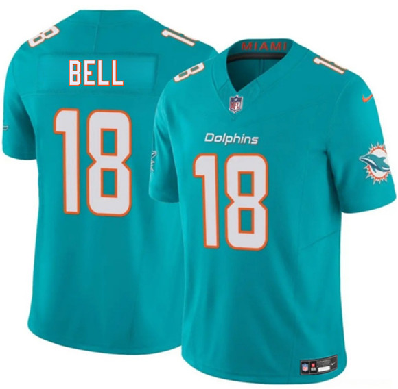 Men's Miami Dolphins #18 Chris Bell Aqua 2026 Draft F.U.S.E. Vapor Limited Football Stitched Jersey