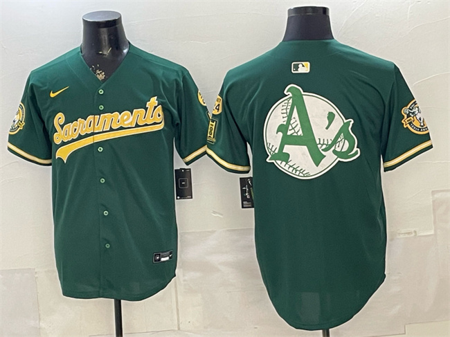 Men's Oakland Athletics Team Big Logo 2026 Green Alternate Sacramento Celebrating 125 Years Vapor Limited Stitched Baseball Jerseys
