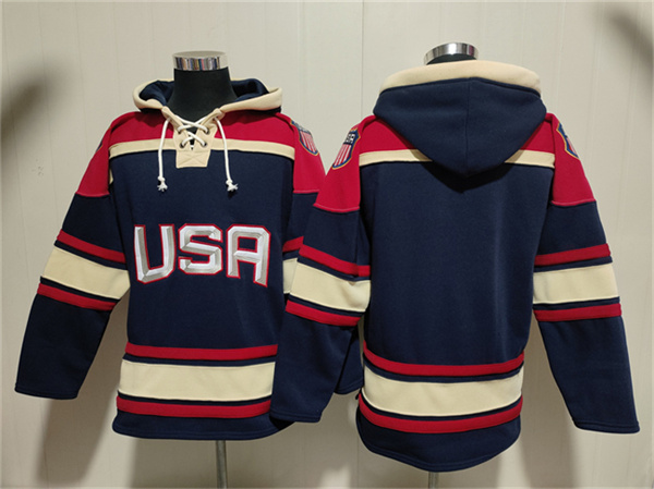 Men's Team USA Navy Ageless Must-Have Lace-Up Pullover Hoodie