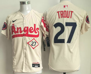 Youth Los Angeles Angels #27 Mike Trout Cream City Connect Limited Stitched Jersey
