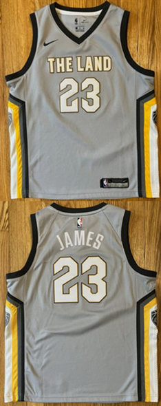 Men's Cleveland Cavaliers #23 LeBron James Gray City Edition Stitched Basketball Jersey