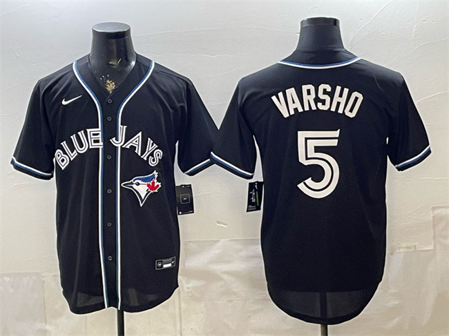 Men's Toronto Blue Jays #5 Daulton Varsho 2026 Fashion Replica Black Out Stitched Baseball Jersey