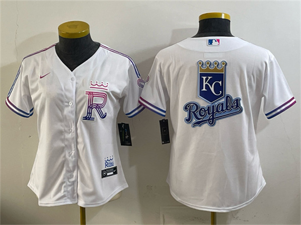 Youth Kansas City Royals Team Big Logo White 2026 City Connect Stadium Stitched Baseball Jerseys