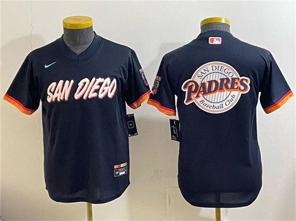 Youth San Diego Padres Team Big Logo Obsidian 2026 City Connect Stadium Stitched Baseball Jersey
