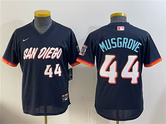 Youth San Diego Padres #44 Joe Musgrove Obsidian 2026 City Connect Stadium Stitched Baseball Jersey