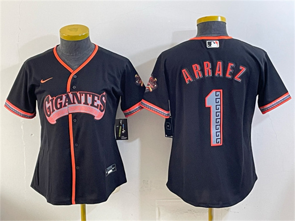 Youth San Francisco Giants #1 Luis Arraez Black 2026 Alternate Stadium Stitched Baseball Jersey