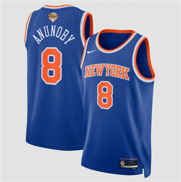 Men's New Yok Knicks #8 OG Anunoby Blue 2026 Finals Patch Icon Edition Stitched Basketball Jersey