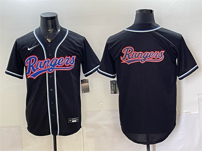 Men's Texas Rangers Team Big Logo 2026 Fashion Replica Black Out Stitched Baseball Jersey