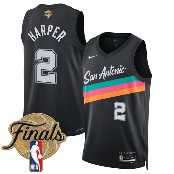 Men's San Antonio Spurs #2 Dylan Harper Black 2026 Finals Patch City Edition Stitched Basketball Jersey
