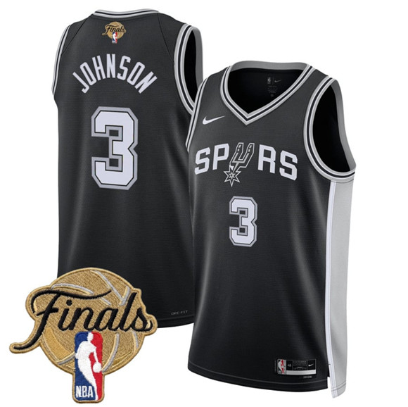 Men's San Antonio Spurs #3 Keldon Johnson Black 2026 Finals Patch Icon Edition Stitched Basketball Jersey
