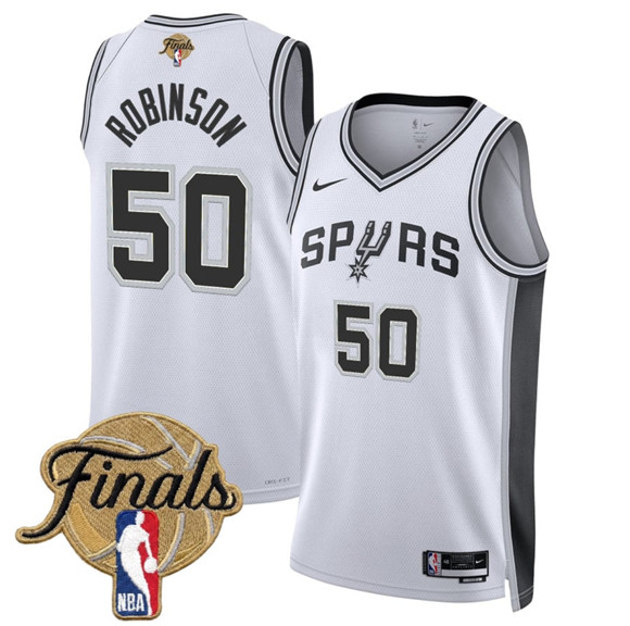 Men's San Antonio Spurs #50 David Robinson White 2026 Finals Patch Association Edition Stitched Basketball Jersey