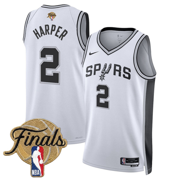Men's San Antonio Spurs #2 Dylan Harper White 2026 Finals Patch Association Edition Stitched Basketball Jersey