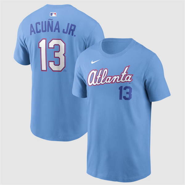 Men's Atlanta Braves #13 Ronald Acu?a Jr. Powder Blue 2026 City Connect T-Shirt