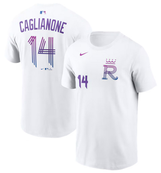 Men's Kansas City Royals #14 Jac Caglianone White 2026 City Connect Name & Number T-Shirt
