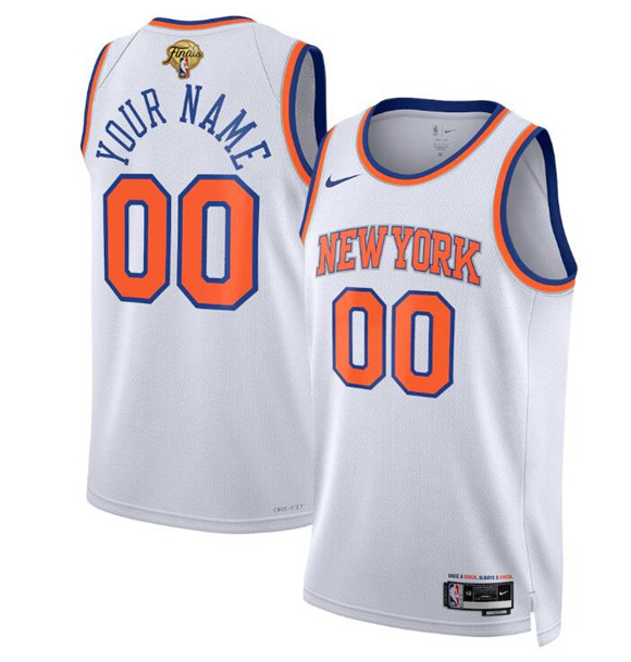 Men's New Yok Knicks Active Player Custom White 2026 Finals Patch Association Edition Stitched Basketball Jersey